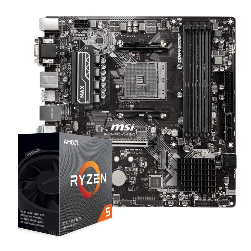 AMD Ryzen 5 3600 Desktop Processor 6 Cores up to 4.2GHz Bundled with B450M PRO-VDH MAX AM4 Gaming Motherboard