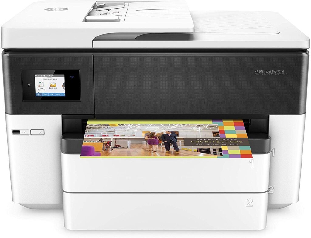 Hp-Desk Jets G5J38A B1H Officejet Pro 7740 Wide Format All-In-One Color Printer With Duplex Printing